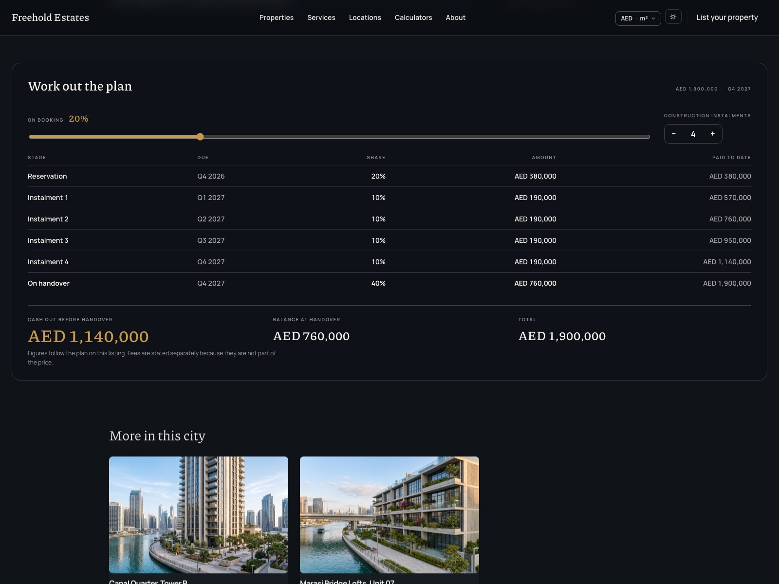 Freehold — a property page